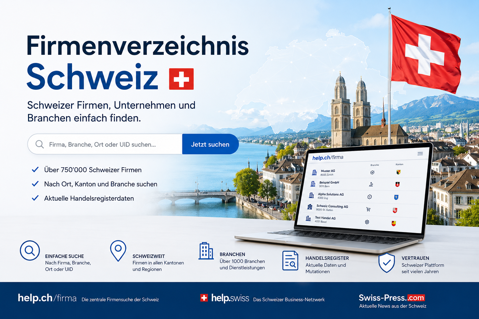 Firmenverzeichnis Schweiz mit Schweizer Firmen und Unternehmensdaten